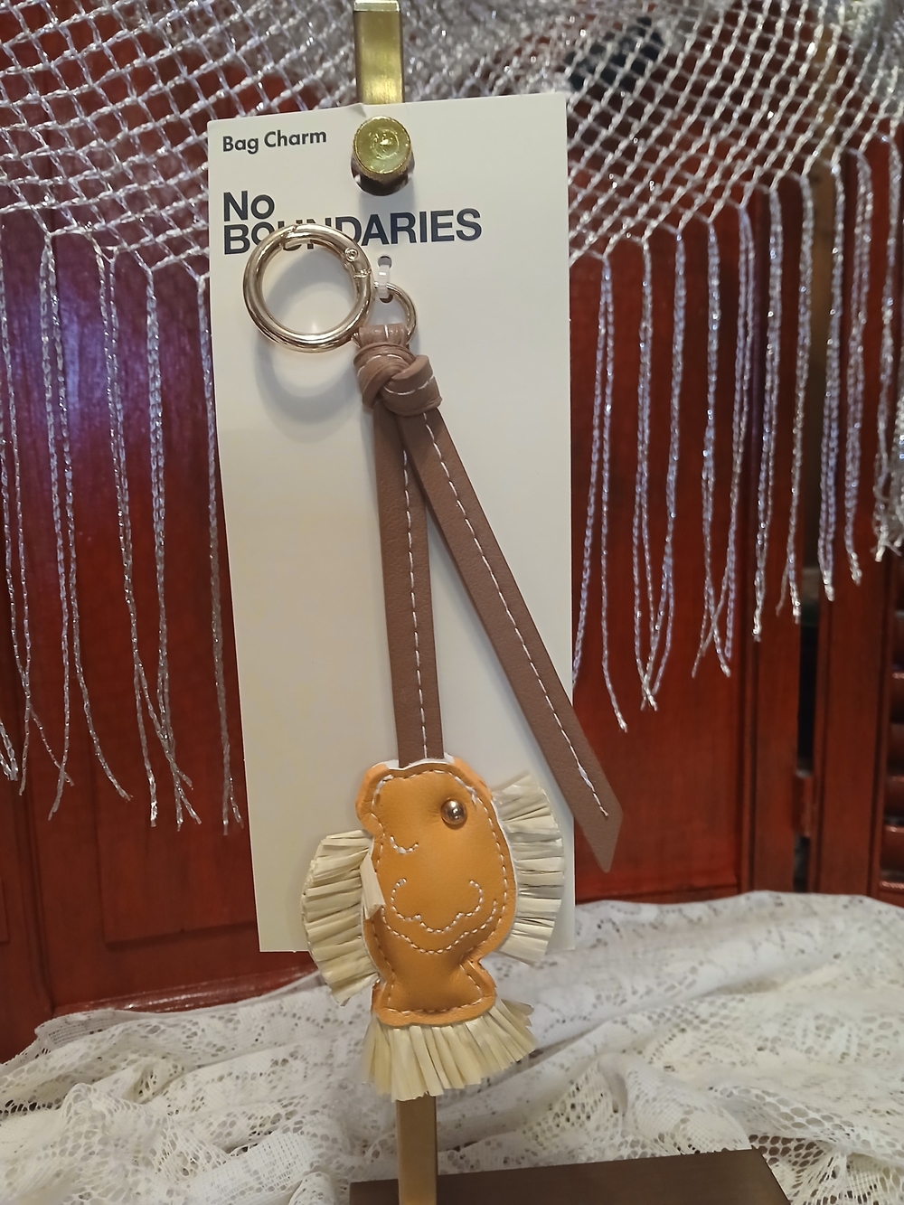 No Boundaries Fish Bag Charm in Tan and Yellow